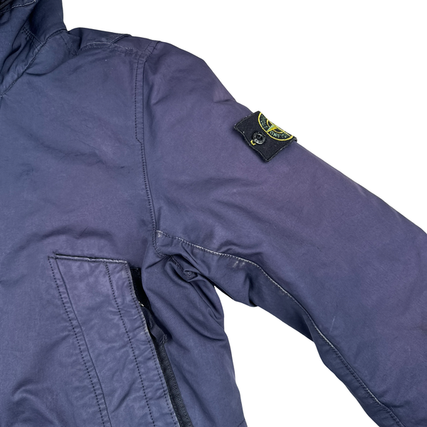 Stone Island 2016 Navy David TC Dutch Rope Shearling Hood Down Lined Winter Jacket - Small