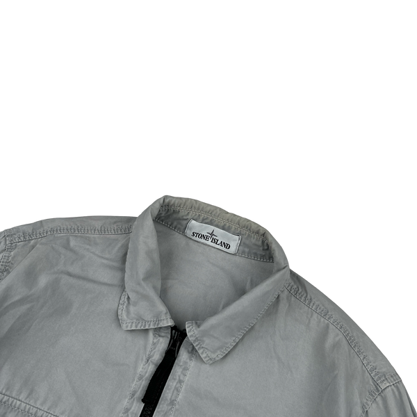 Stone Island 2021 Grey Cotton Zipped Overshirt - Medium