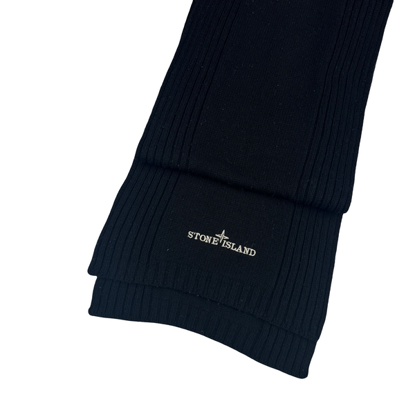 Stone Island Black Ribbed Spellout Scarf