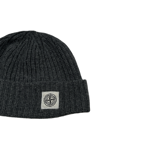 Stone Island Charcoal Wool Patch Beanie
