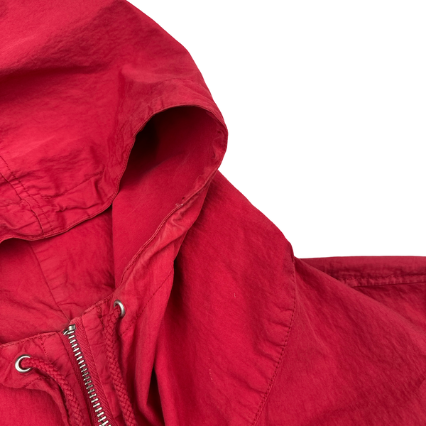 CP Company Red Cotton Lightweight Lens View Hooded Jacket - XXL
