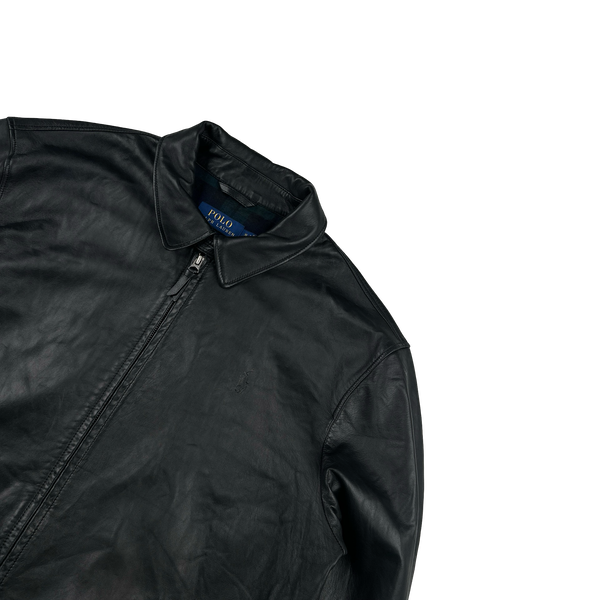 Ralph Lauren Black Heavyweight Leather Jacket - XL