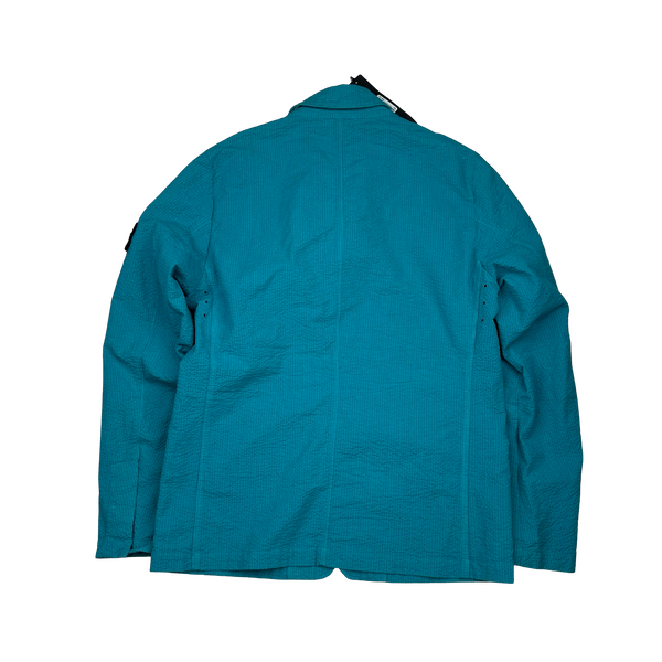 Stone Island 2019 Aqua Blue Seersucker Blazer Jacket - Large
