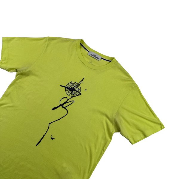 Stone Island 2022 Neon Cotton Compass Graphic T Shirt - Medium