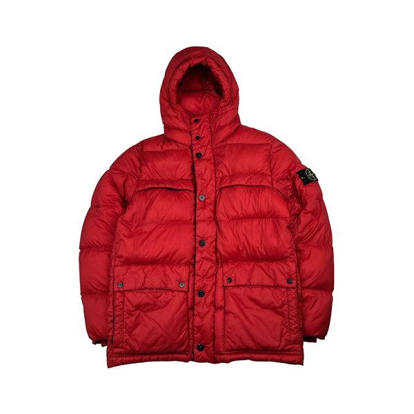 Stone Island 2012 Red Micro Rip Stop Opaque Nylon Tela Jacket - Large