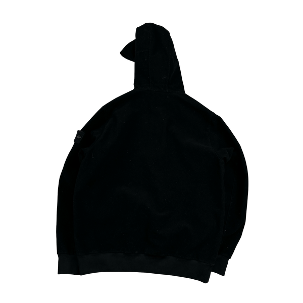 Stone Island 2021 Black Ghost Piece Flocked Pullover Hoodie - Medium