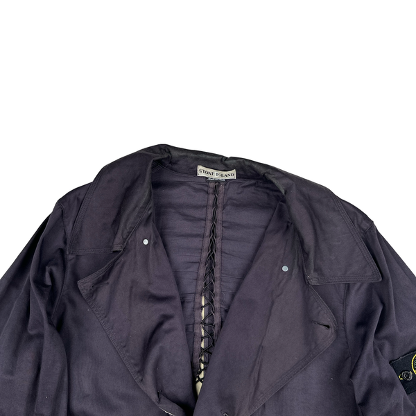 ジャケット・アウター STONE  00s RASO GOMMATO Stone Island 2000 Navy Double Breasted Raso Gommato Jacket - Large