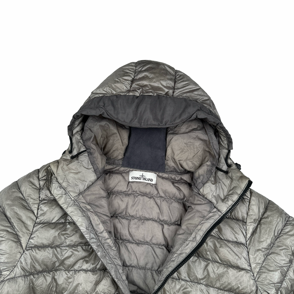 Stone Island 2015 Grey Garment Dyed Hooded Puffer Jacket - Medium