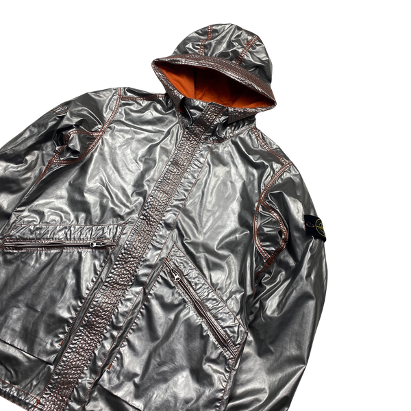 Stone Island Reversible Silver Orange Spaceman Raso Gommato Jacket - L –  Mat's Island