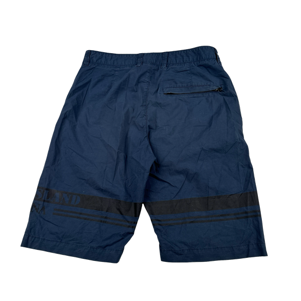 Stone Island 2017 Navy Marina Spellout Shorts - 28"