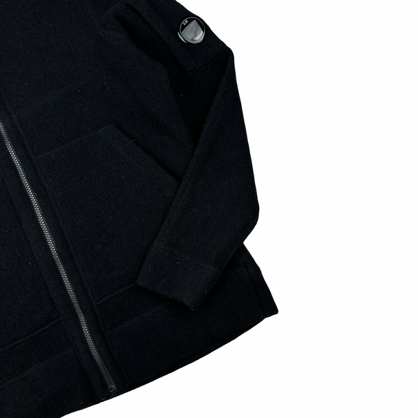 CP Company Black Lens Viewer Wool Blend Zipped Hoodie - Small