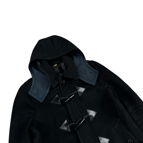 Burberry Navy Wool Duffle Hooded Jacket - Small