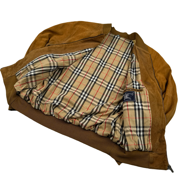 Burberry Suede Nova Check Lining Harrington Bomber Jacket - 3XL