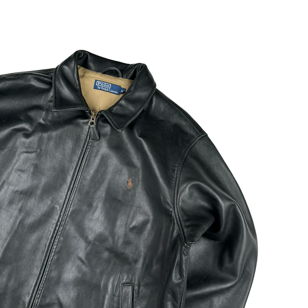 Ralph Lauren Black Heavyweight Leather Jacket - Medium