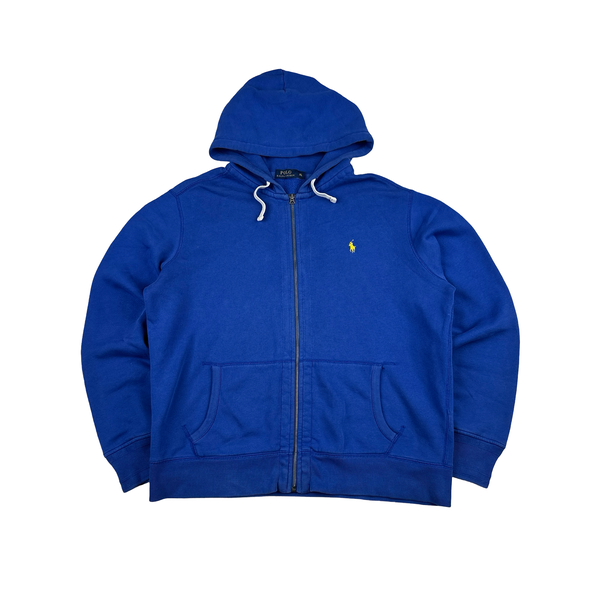 Ralph Lauren Blue Thick Cotton Zipped Hoodie - XL