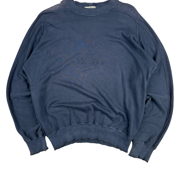 Stone Island 1985 Vintage Spellout Script Pullover Sweatshirt - Large