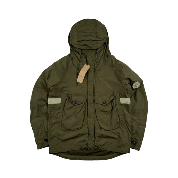 Ten C Khaki Lightweight Multi Pocket Tempest Anorak Jacket - Large