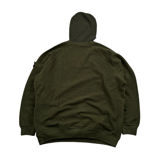 Stone Island 2023 Khaki Wool Knit Hood Fleece Jumper - 3XL