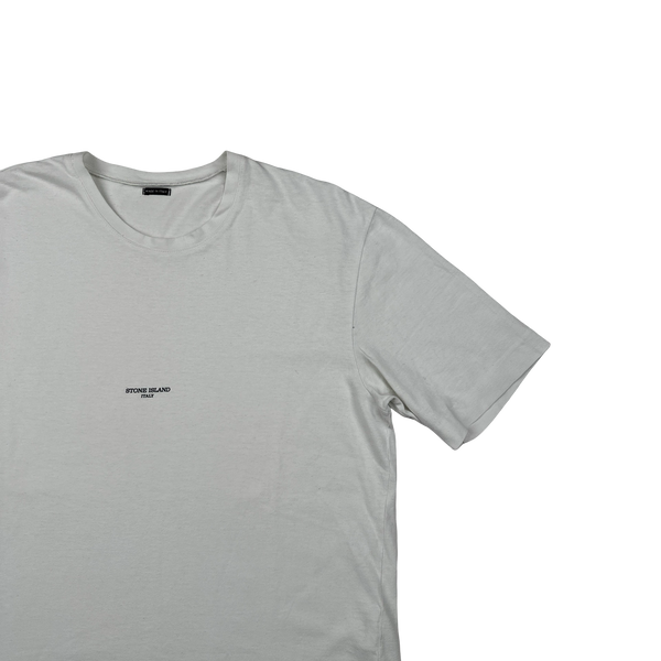 Stone Island 2005 White Cotton Spellout T Shirt - Large