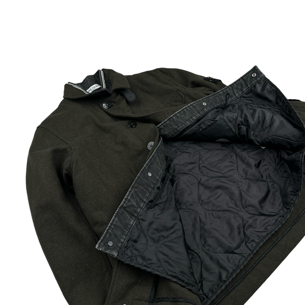 Stone Island 2008 Dark Green Wool Lined Dutch Rope Duffle Jacket - XL