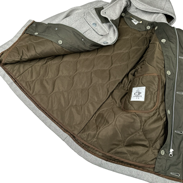 CP Company Thick Grey Lana Wool Detailed Buttoned Jacket - Large