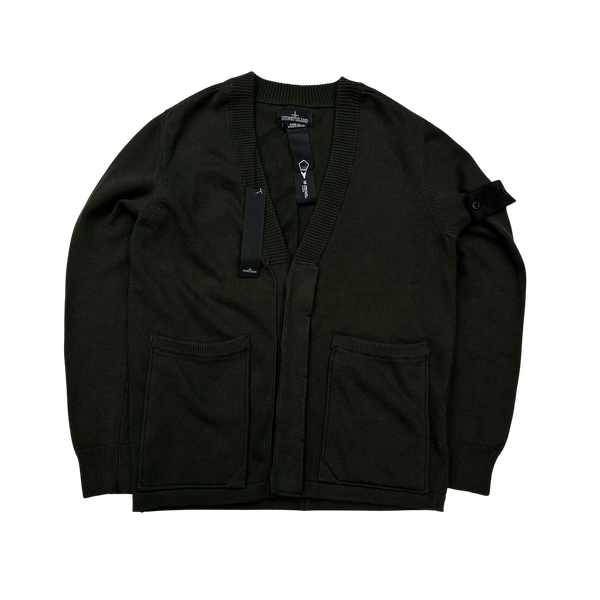 Stone Island 2018 Shadow Project Green Lightweight Knit Cardigan Jumper - Large & Medium