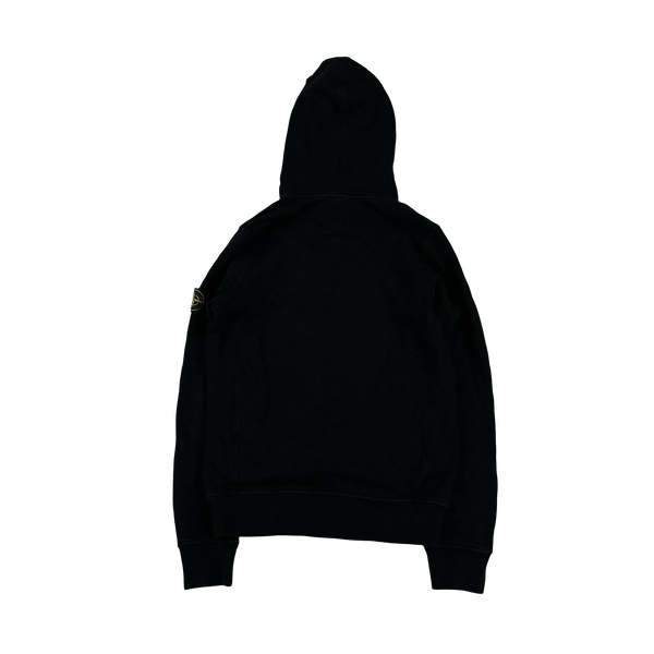 Stone Island 2018 Black Cotton Pullover Hoodie - Small