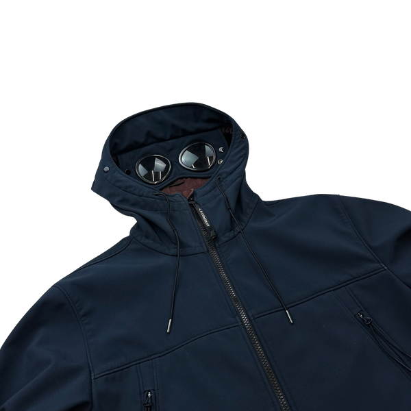 CP Company Navy Fleece Lined Soft Shell Goggle Jacket - Large