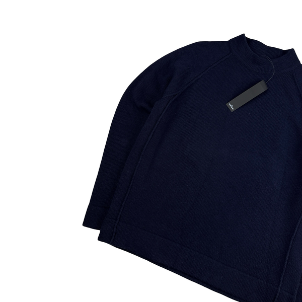 Stone Island 2019 Navy Wool Embroidered Arm Compass Crewneck Knit - XL