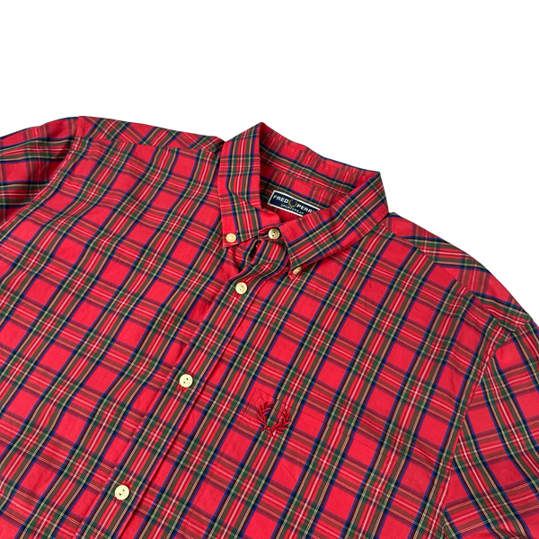 Fred Perry Red Tartan Buttoned Shirt - Large