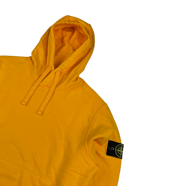 Stone Island 2022 Yellow Pullover Cotton Hoodie - Large