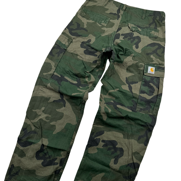 Carhartt Khaki Green Camo Cargo Trousers - Small