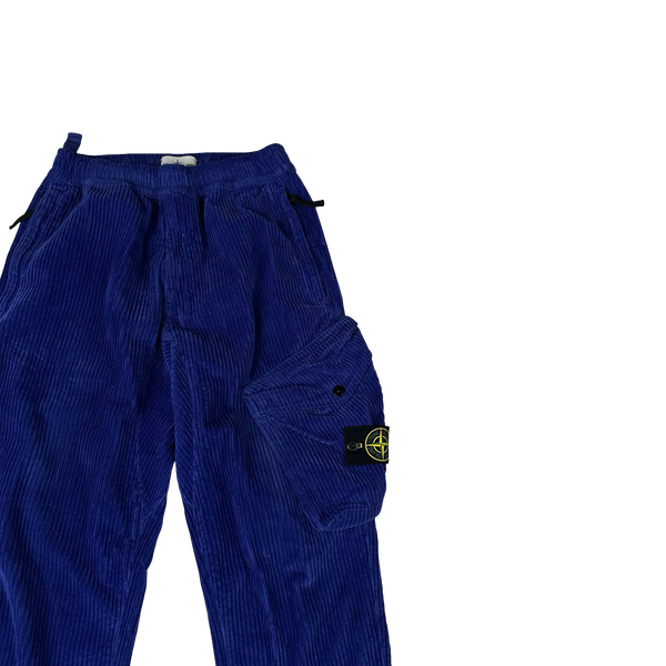 Stone Island 2021 Blue Jumbo Corduroy Cargo Trousers - 28"
