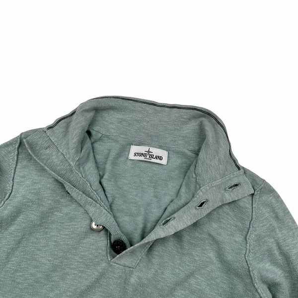 Stone Island 2013 Light Green Lightweight Cotton Buttoned Pullover Jumper - Small