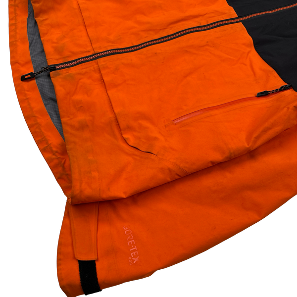 North Face Orange Gore Tex Colour Block Hooded Jacket - Small
