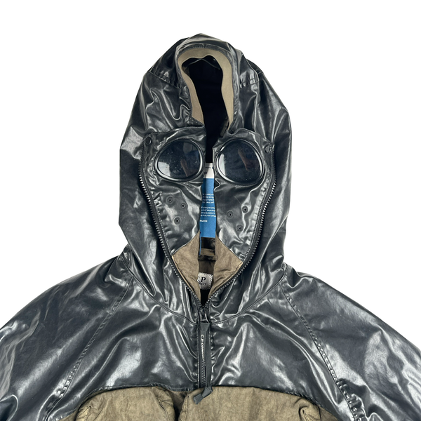 CP Company Khaki Quartz Quilted Paneled Goggle Jacket - Large