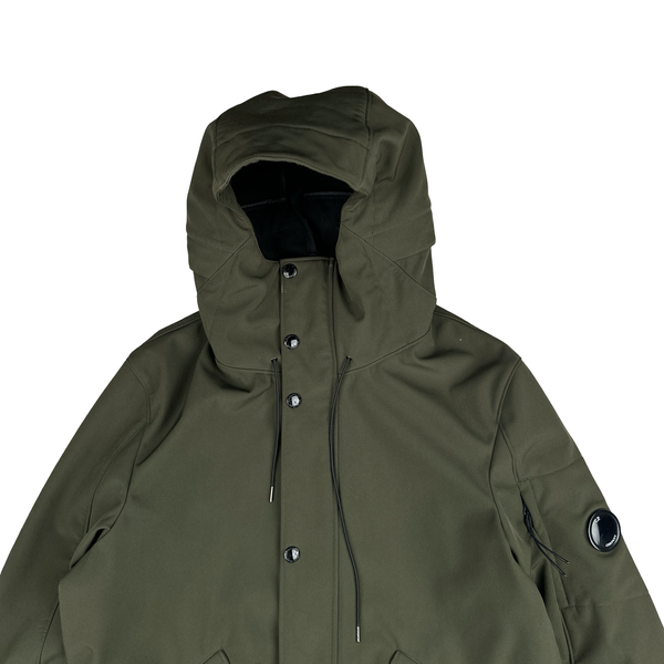 CP Company Khaki Fleece Lined Long Soft Shell Lens View Jacket - XL
