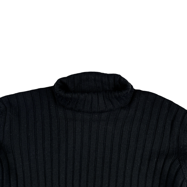 CP Company 1995 Lana Wool Black Ribbed Knitted Jumper - Small