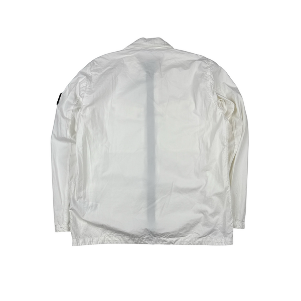 Stone Island 2022 White Brushed Cotton Zipped Overshirt - XL