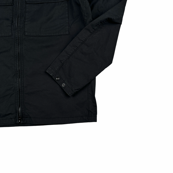 Stone Island 2023 Black Supima Cotton Twill Zipped Overshirt - Small