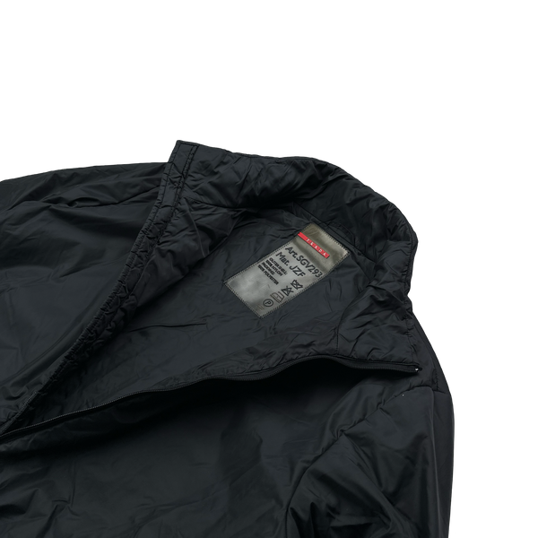 Prada Black Nylon Red Tab Padded Jacket - Large