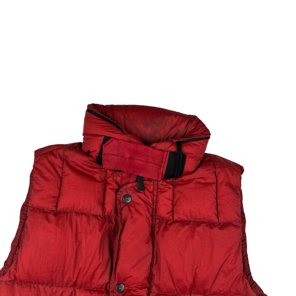 Stone Island 2009 Red Opaque Nylon Tela Down Gilet - Large