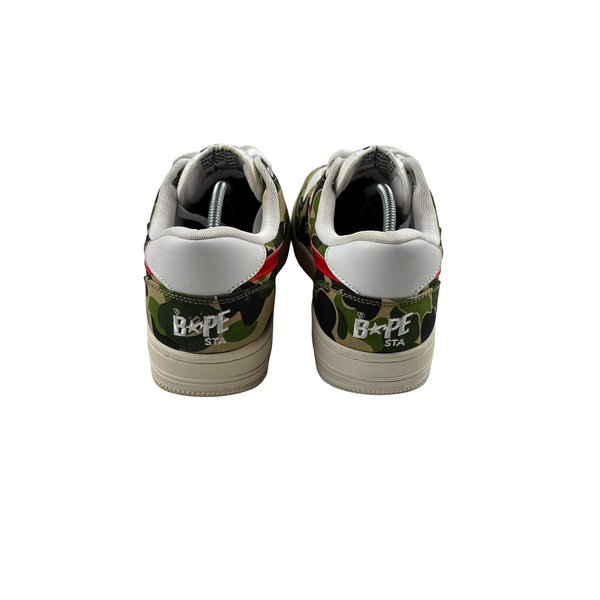 BAPE Green Camo White Leather Trainers - UK 8.5