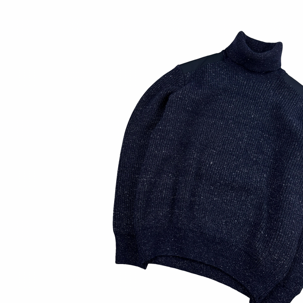 Paul & Shark Navy High Neck Wool Blend Jumper - Large