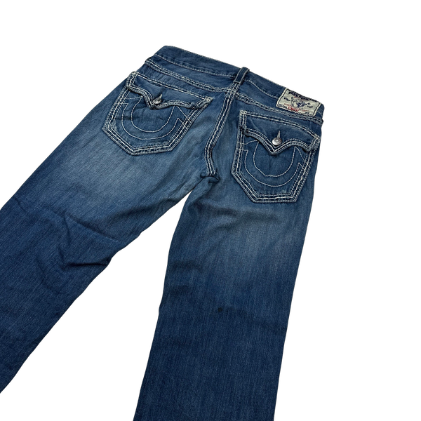 True Religion White Contrast Stitch Straight Jeans - 31"
