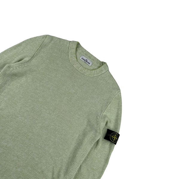 Stone Island 2014 Green Silk Blend Fine Knitted Crewneck - Large