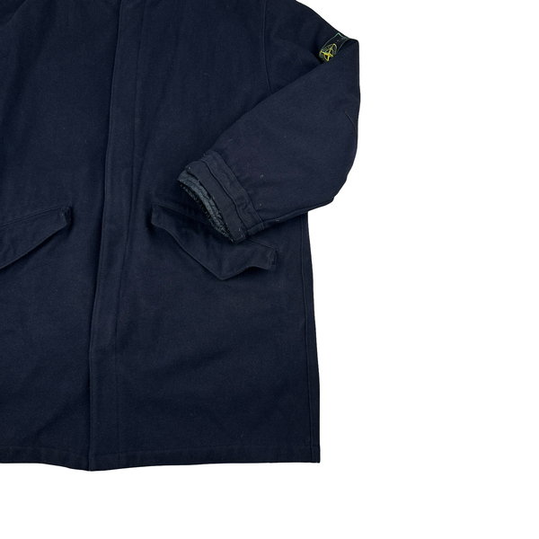 Stone Island Vintage Navy 1998 Wool Blend Dutch Rope Lined Coat - XL