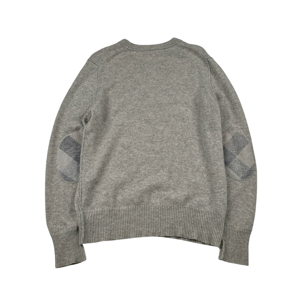 Burberry Grey Cashmere Knit Elbow Patch Jumper - Medium