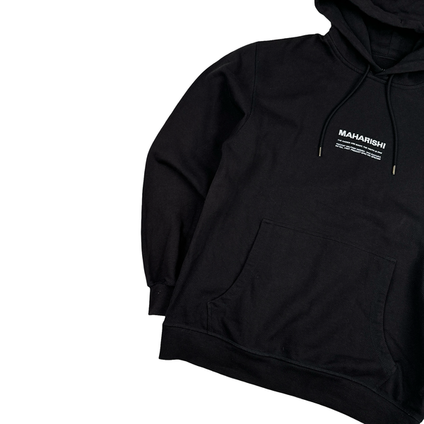 Maharishi Thick Cotton Spellout Black Hoodie - Medium