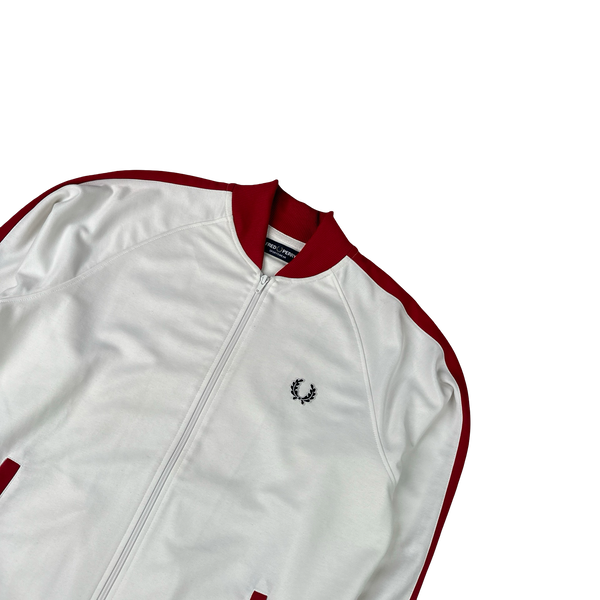 Fred Perry Red/White Zipped Tracksuit Jacket - Large